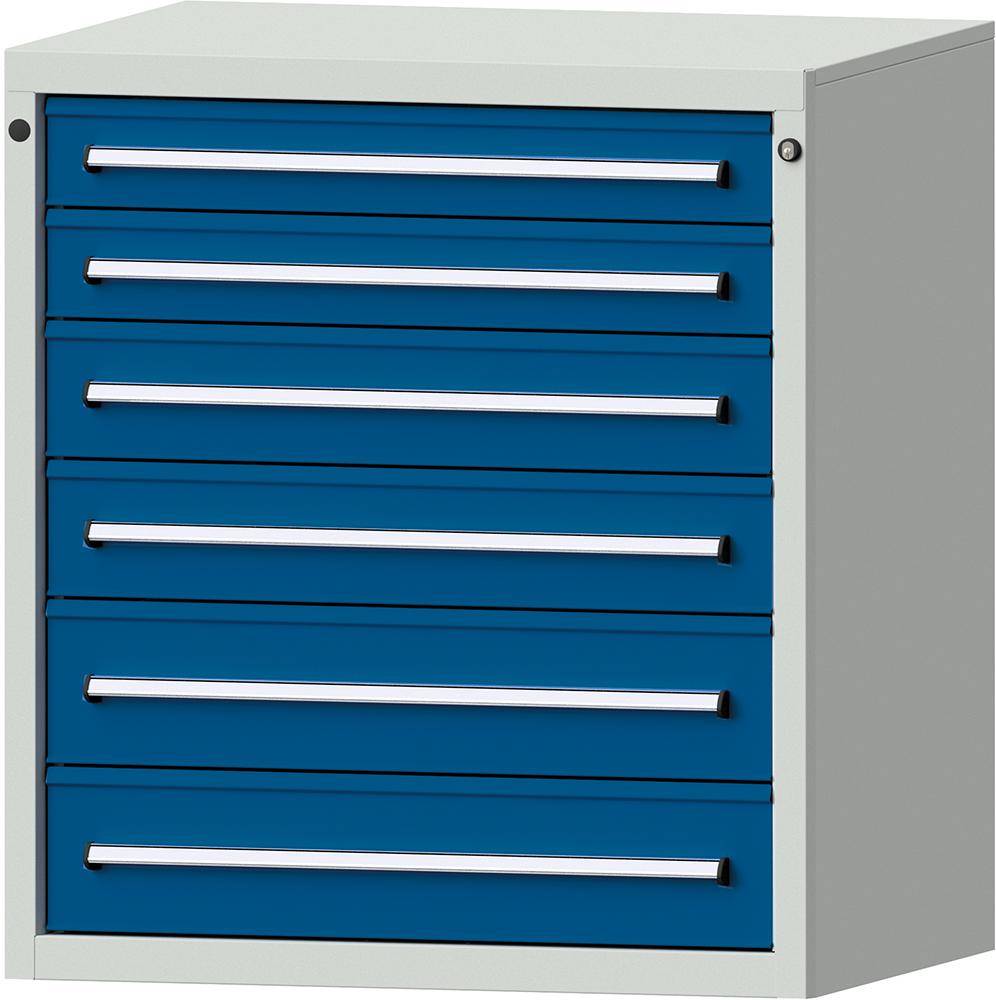 Format Schubladenschrank B910xT700xH1000mm RAL7035/5010 6 Schubladen 75kg