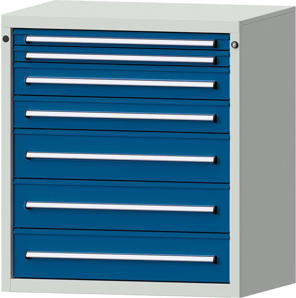 Format Schubladenschrank B910xT700xH1000mm RAL7035/5010 7 Schubladen 75kg