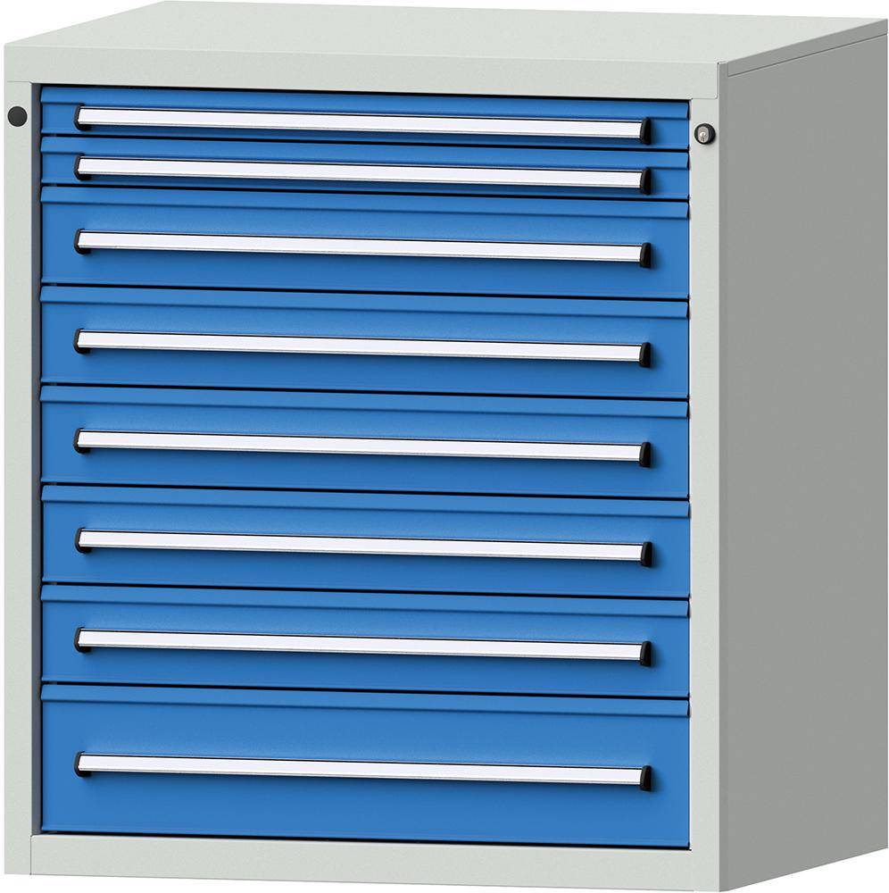 Format Schubladenschrank B910xT700xH1000mm RAL7035/5012 8 Schubladen 75kg