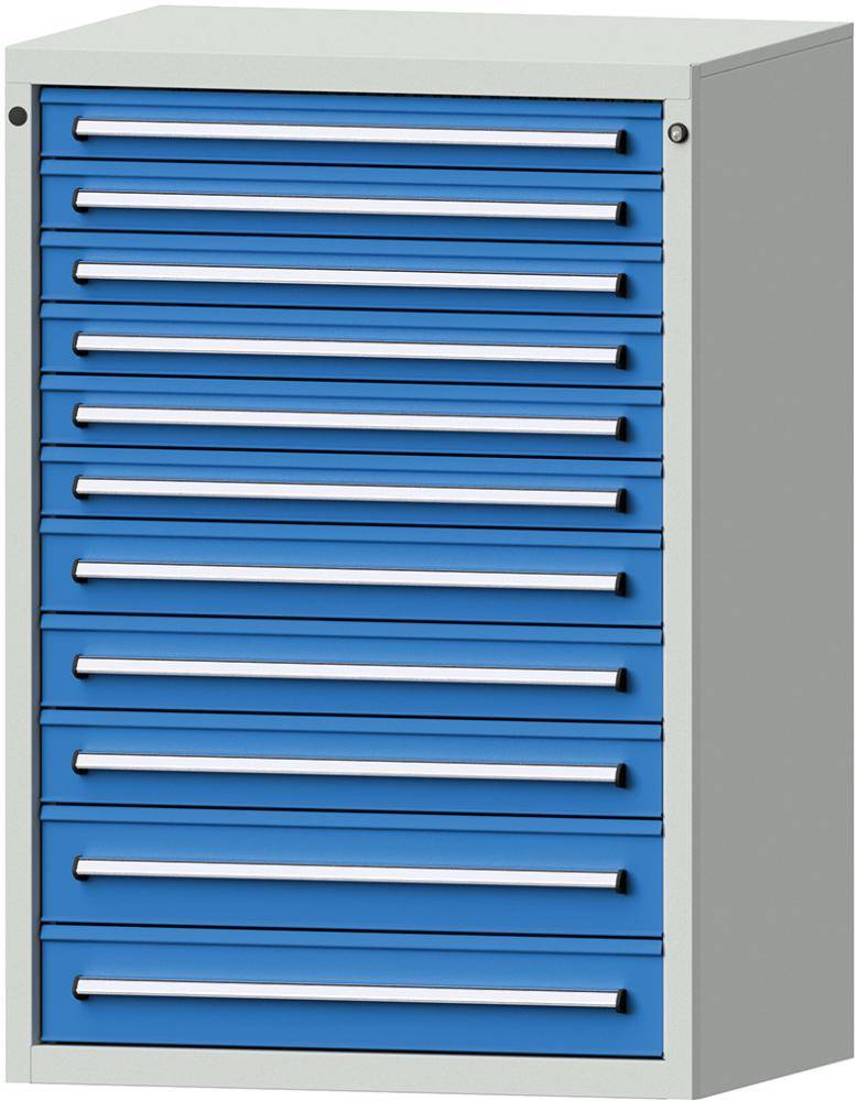 Format Schubladenschrank B910xT700xH1300mm RAL7035/5012 11 Schubladen 75kg