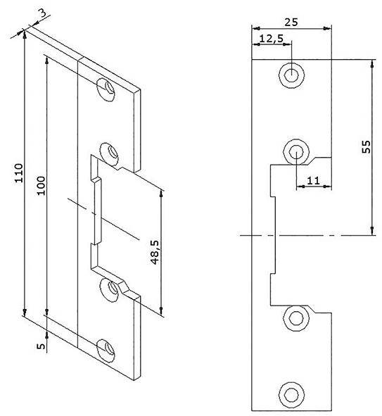Kurzes Schließblech, rostfreier Stahl - Artikel: 8431922032152