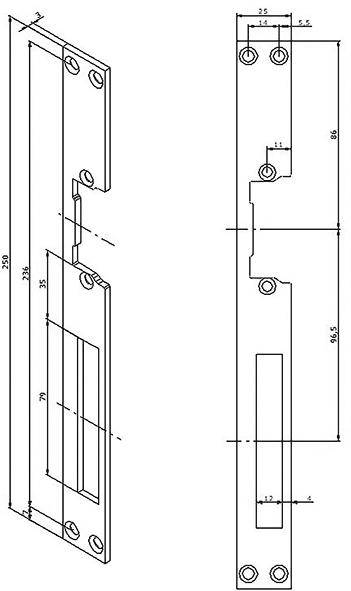 Langes Schließblech, rostfreier Stahl - Artikel: 8431922032183