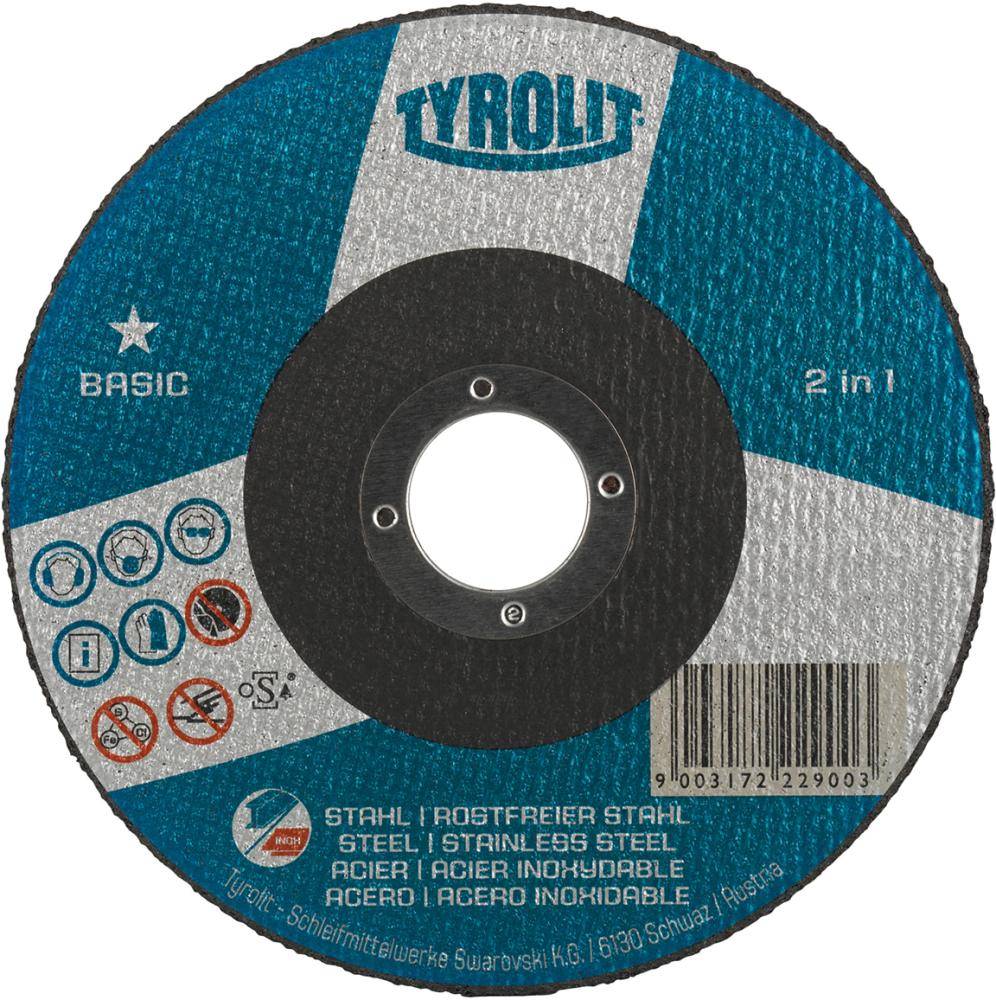 Trennscheibe 2in1 BASIC 125 x 1,6 mm gerade für Stahl/VA Tyrolit - Artikel: 9003172404165