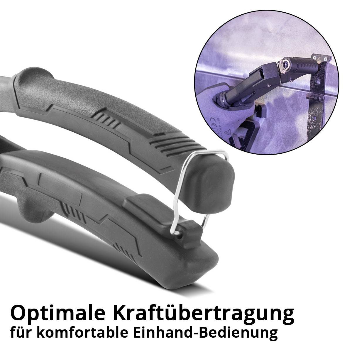 STAHLWERK Nietzangen Set 360° Blindnietzange Einhand Hebelnietzange + 500 Nieten