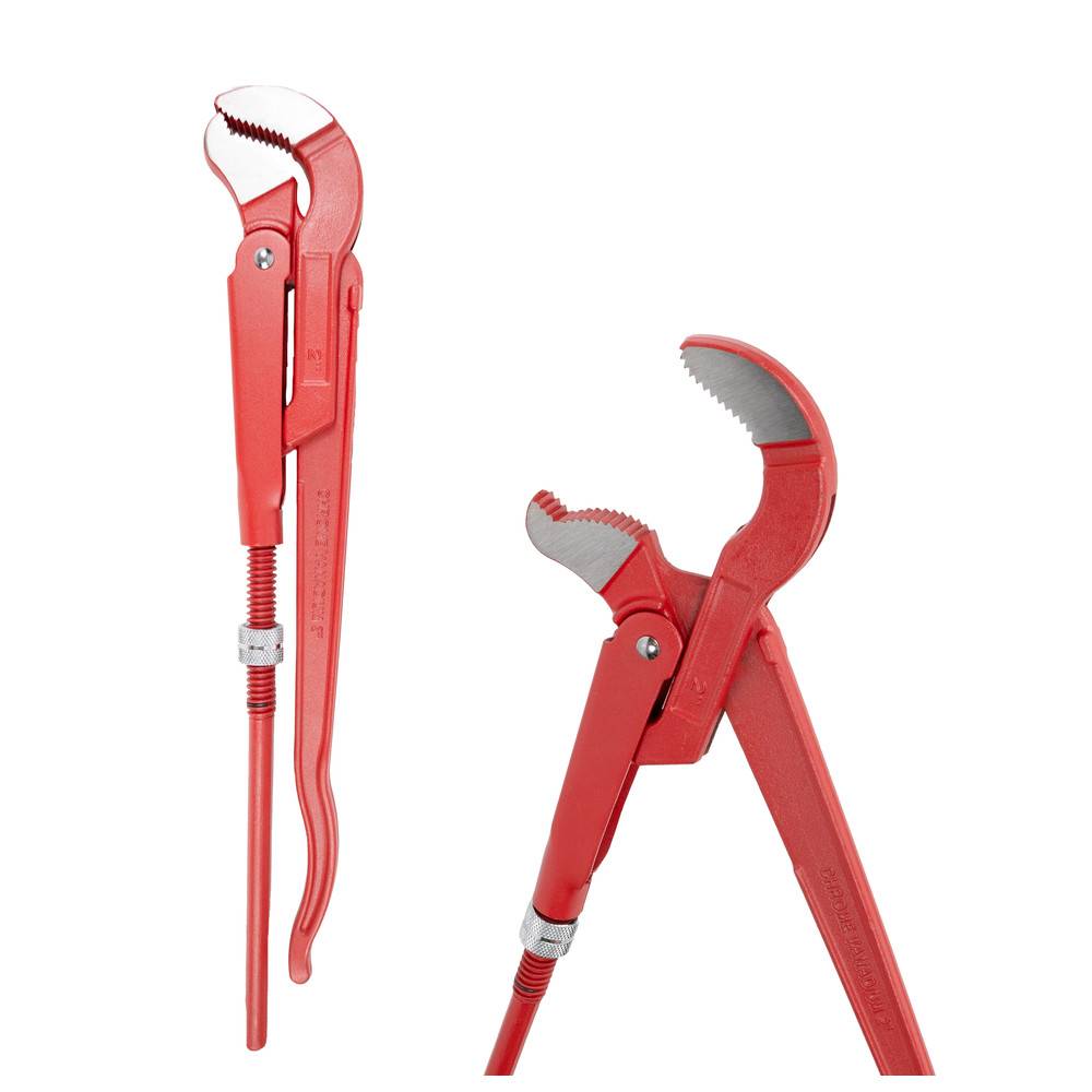 Dönges Eckrohrzange, mit S-Maul, CV Stahl, rot lackiert, Größe 1.1/2 "