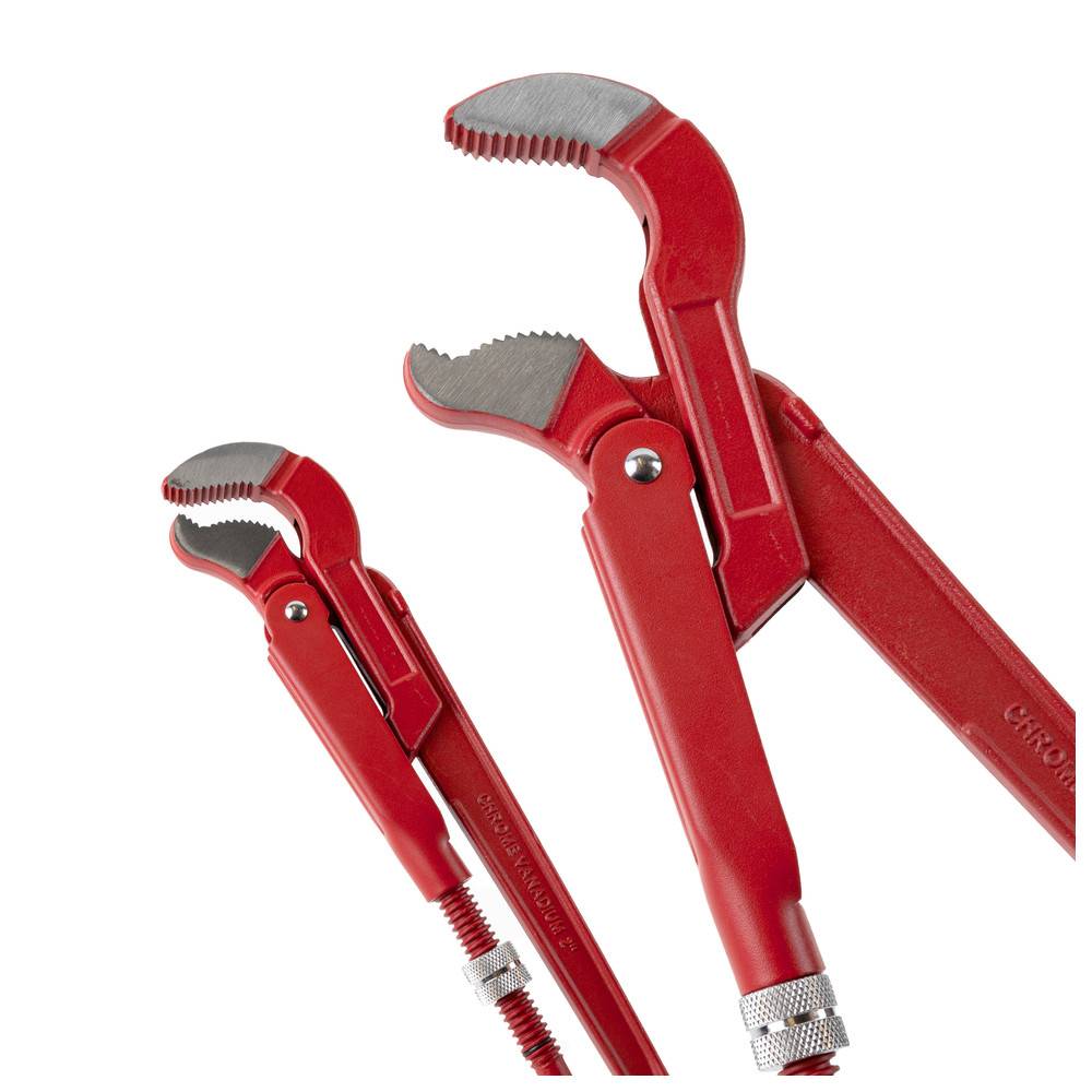 Dönges Eckrohrzange, mit S-Maul, CV Stahl, rot lackiert, Größe 1.1/2 "