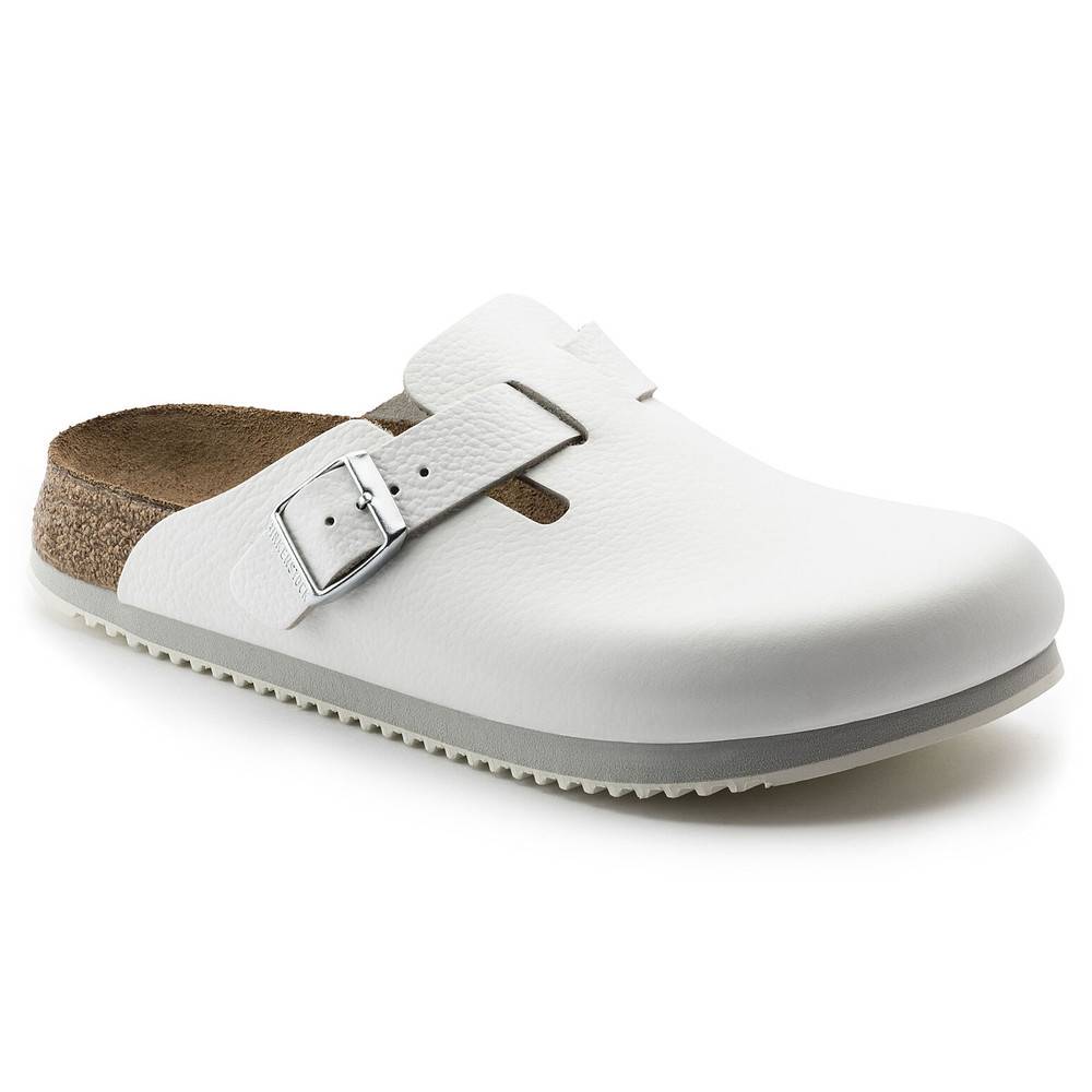Birkenstock Clog Boston Super Grip, Naturleder, weiß, Weite schmal, Größe 40