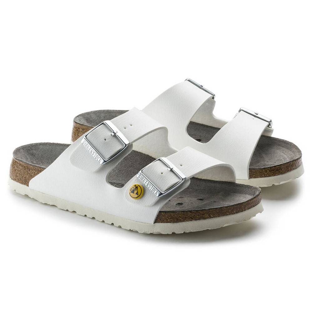 Birkenstock ESD-Sandale Arizona, Größe 40, weiß, schmal