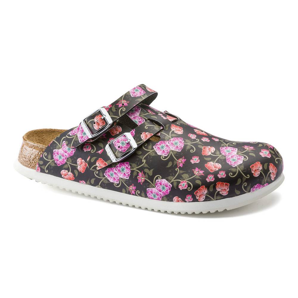 Birkenstock Clog Kay Superlauf, Birko-Flor, Blooming Roses Black, schmal, Gr. 37