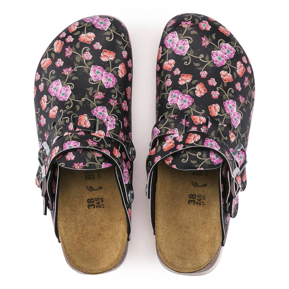 Birkenstock Clog Kay Superlauf, Birko-Flor, Blooming Roses Black, schmal, Gr. 36