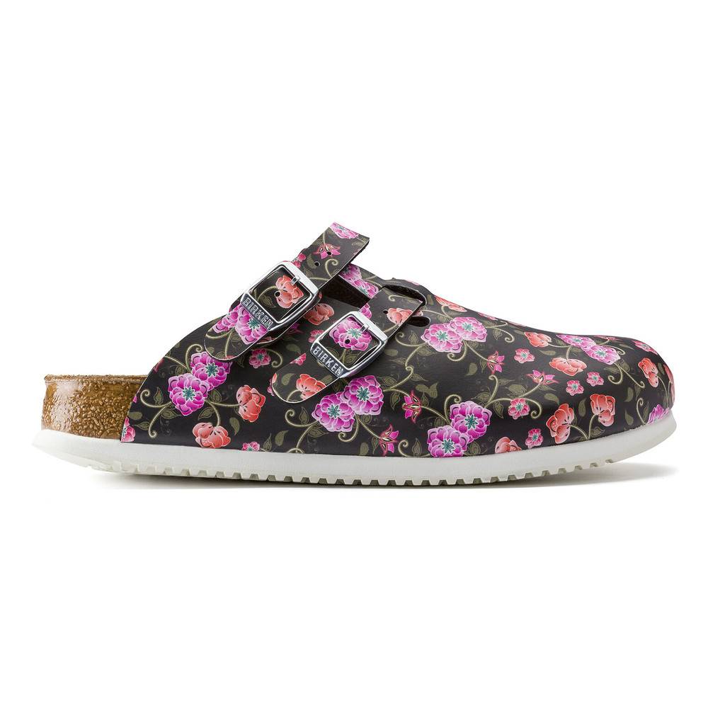 Birkenstock Clog Kay Superlauf, Birko-Flor, Blooming Roses Black, schmal, Gr. 43