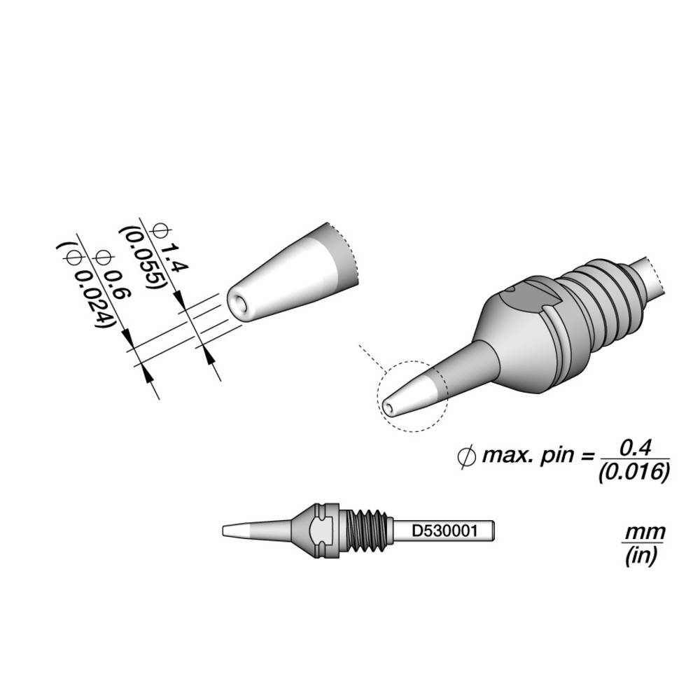 JBC Entlötspitze Serie D530, D530013/1.0 mm, 2.7 mm, Padcleaning