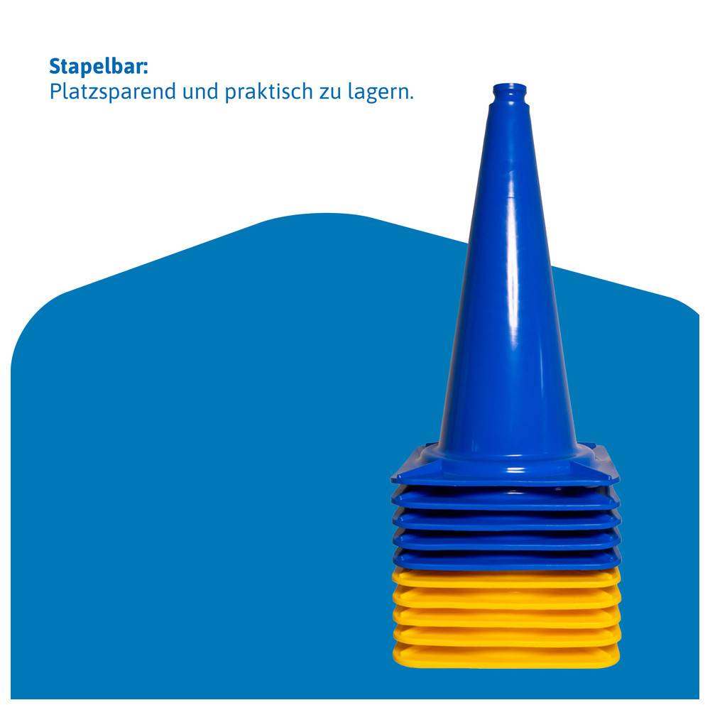 Dönges XXL-Pylonen 10er-Set, blau/gelb mit Transporttasche