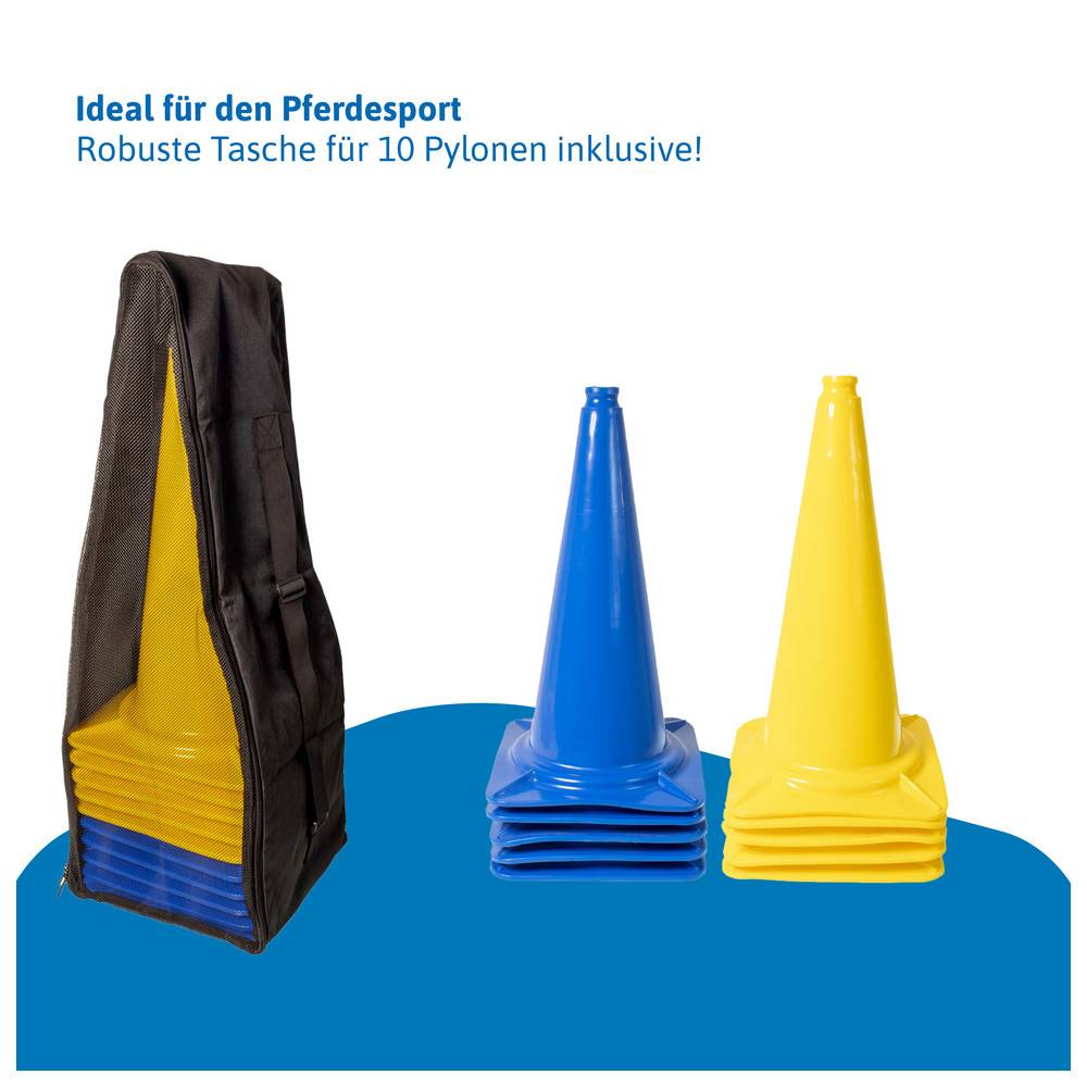Dönges XXL-Pylonen 10er-Set, blau/gelb mit Transporttasche