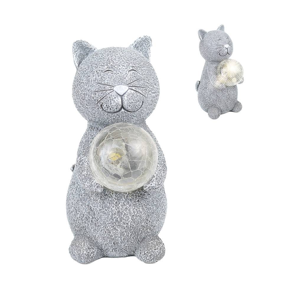 Dönges Katze mit leuchtendem Ball Solar Deko , 10x9,5x19,5 cm