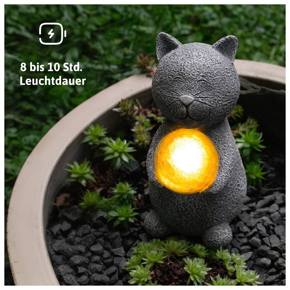 Dönges Katze mit leuchtendem Ball Solar Deko , 10x9,5x19,5 cm