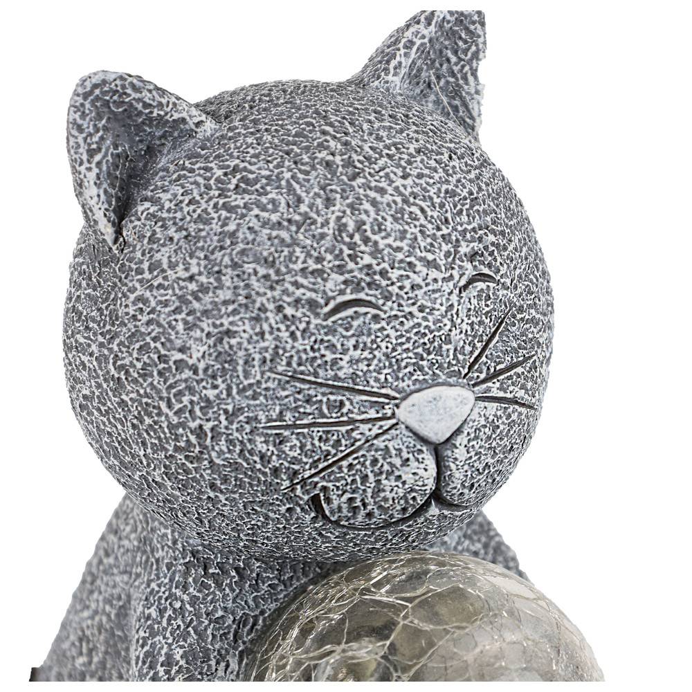 Dönges Katze mit leuchtendem Ball Solar Deko , 10x9,5x19,5 cm