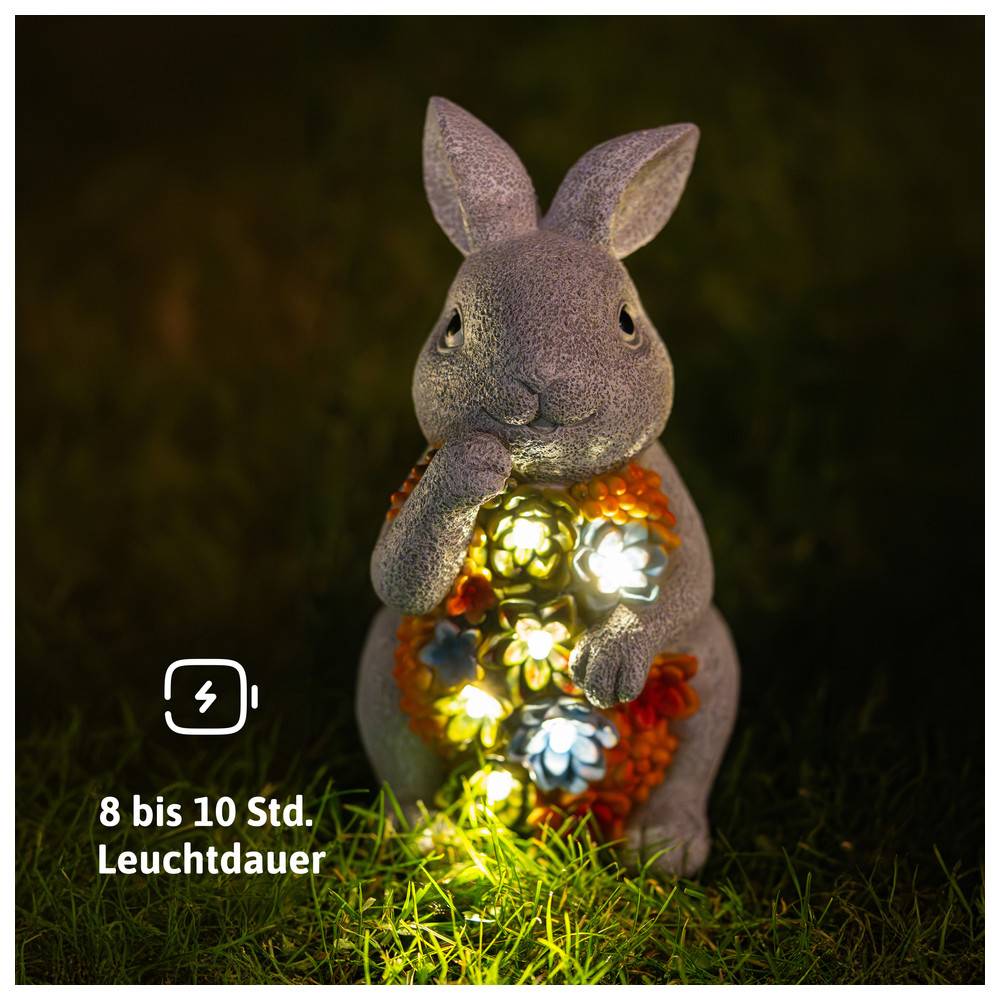 Dönges Hase Solar Garten Deko mit 6 LEDs, 85x100x205 mm