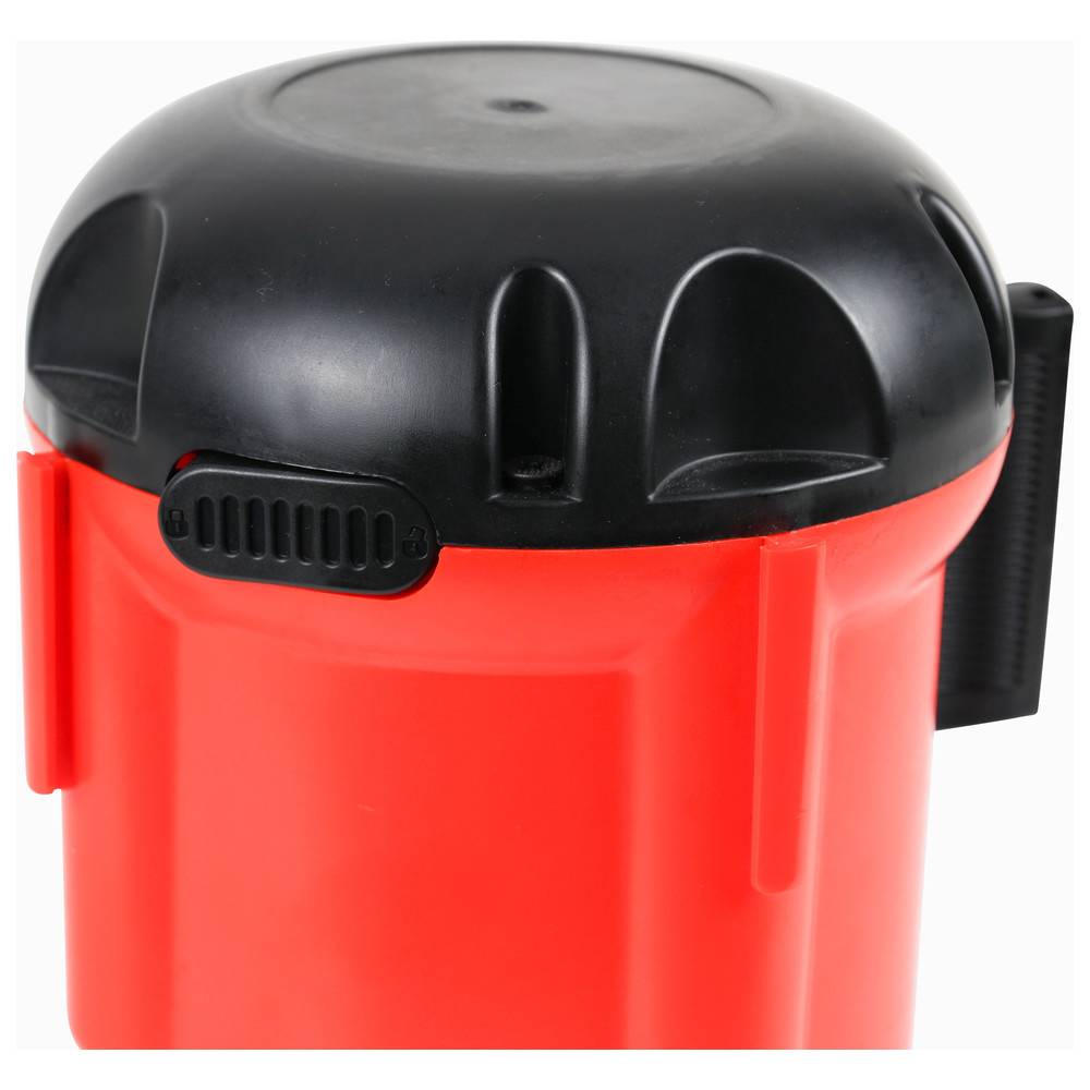 Dönges Gurtabroller rot/weiß gestreift, 240 x 145 x 145 mm, Gurtlänge 9 m