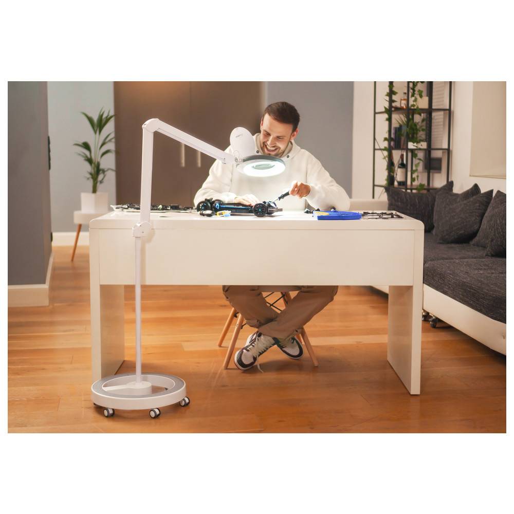 Lumeno LED Lupenleuchte 721X-MKIII, inkl. Rollstativ 6159, 5 Dioptrien, schwarz