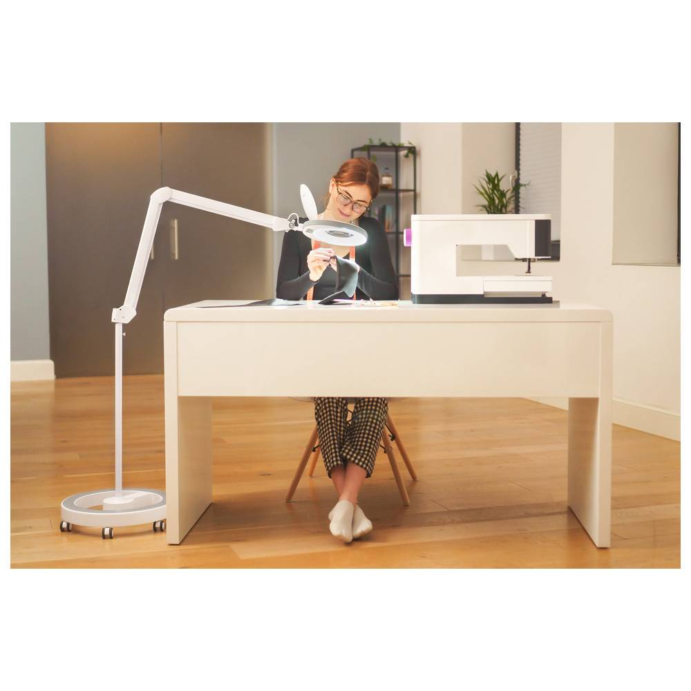 Lumeno LED Lupenleuchte 721X-MKIII, inkl. Rollstativ 6159, 5 Dioptrien, grau