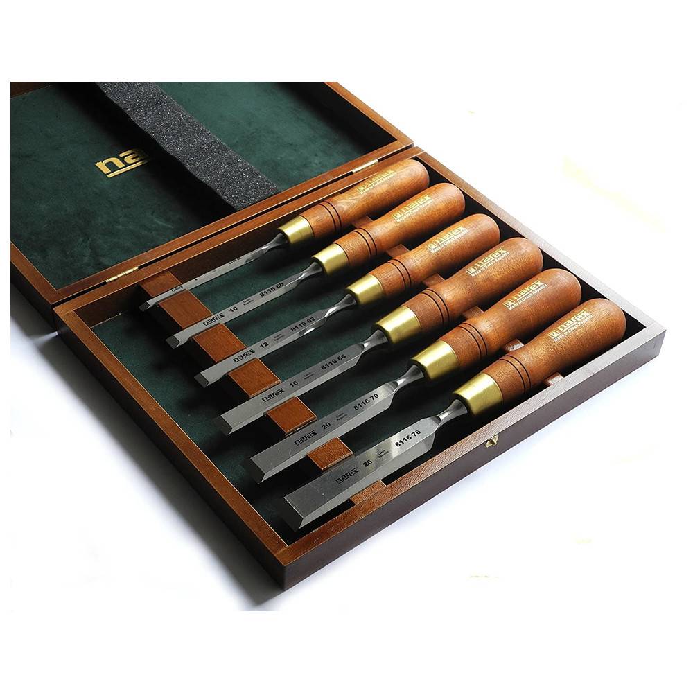 Narex Stechbeitel set Premium poliert, in Holzkiste, 6teilig