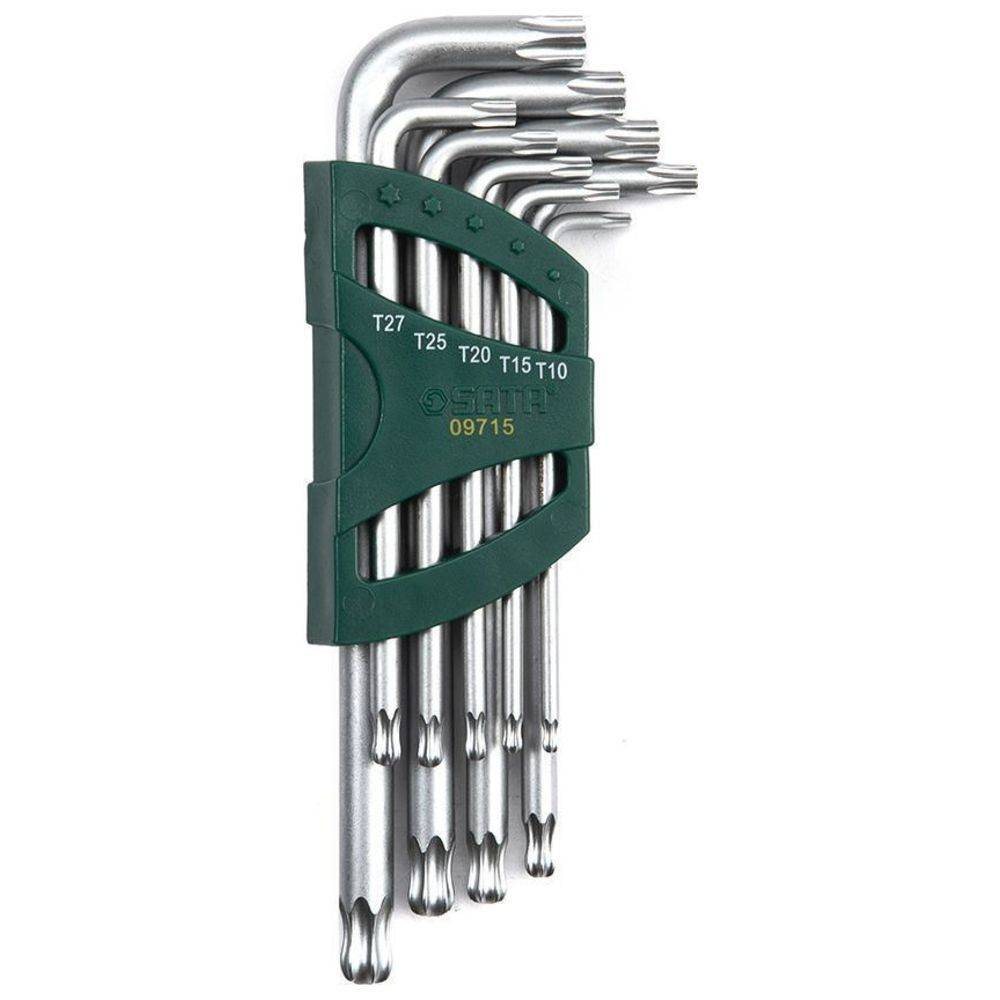 SATA 9 Tlg. Winkelstiftschlüssel Set mit Stirnlochbohrung Torx