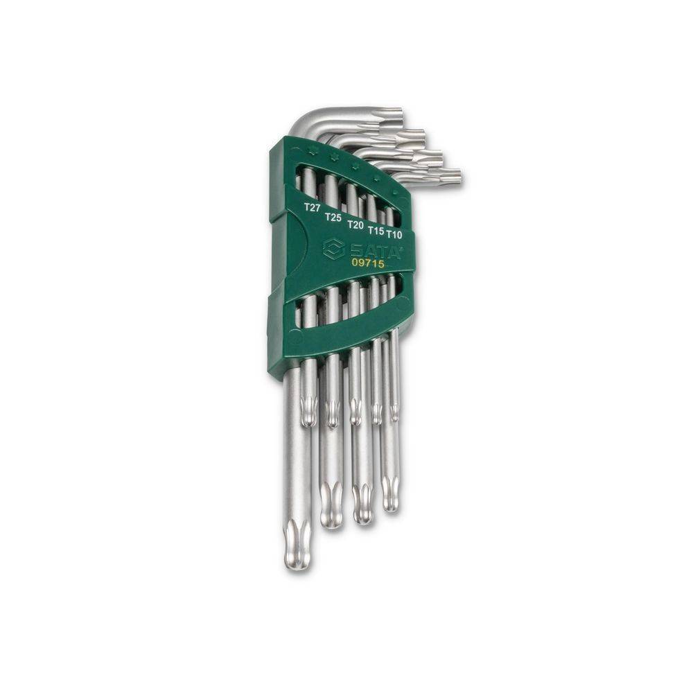SATA 9 Tlg. Winkelstiftschlüssel Set mit Stirnlochbohrung Torx