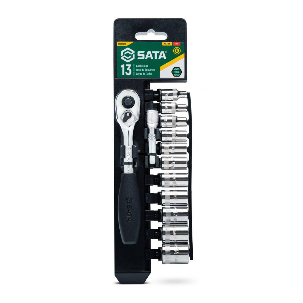 SATA 13 Tlg. 1/4" 6-Kant Steckschlüssel-Satz, metrisch