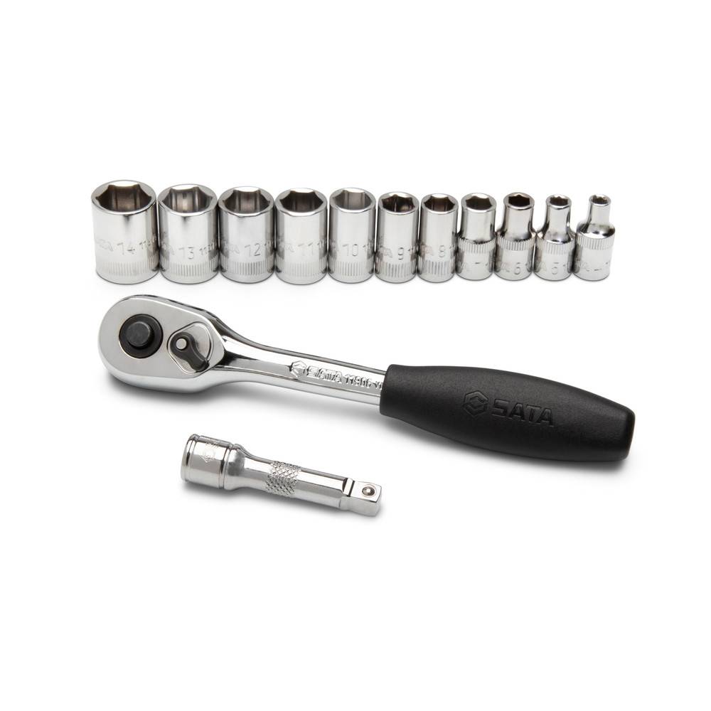 SATA 13 Tlg. 1/4" 6-Kant Steckschlüssel-Satz, metrisch