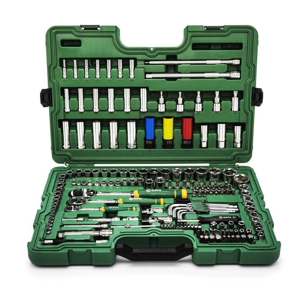 SATA 180 Tlg. 1/4", 3/8" & 1/2" 6-Kant Steckschlüssel & Ratschenset