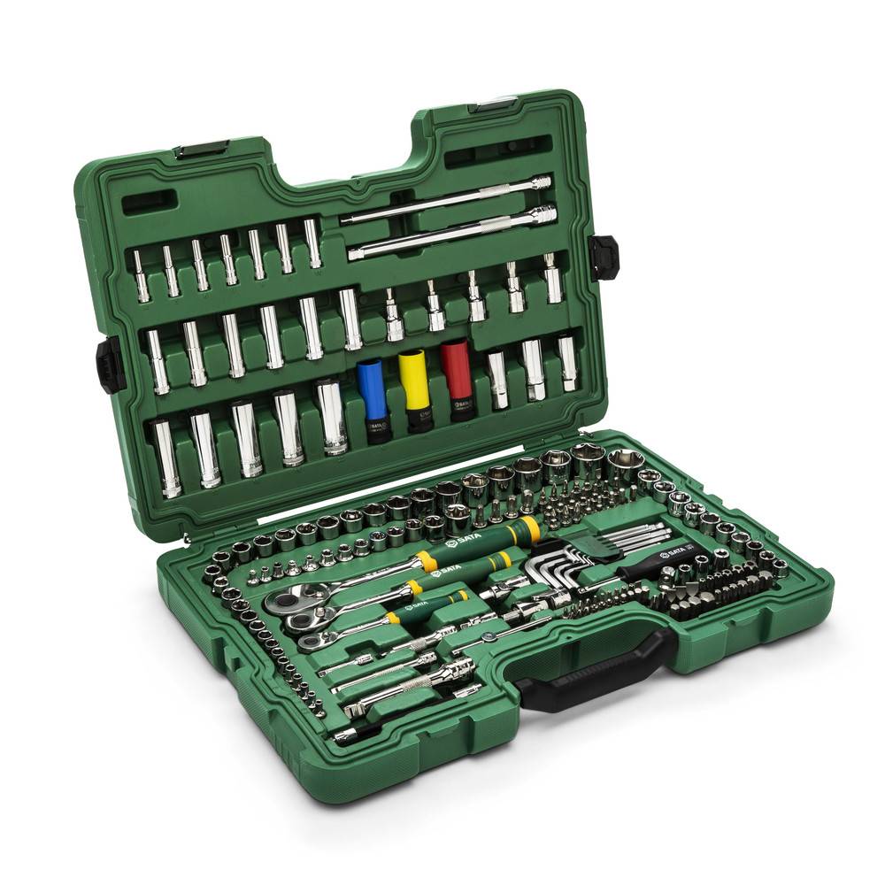 SATA 180 Tlg. 1/4", 3/8" & 1/2" 6-Kant Steckschlüssel & Ratschenset