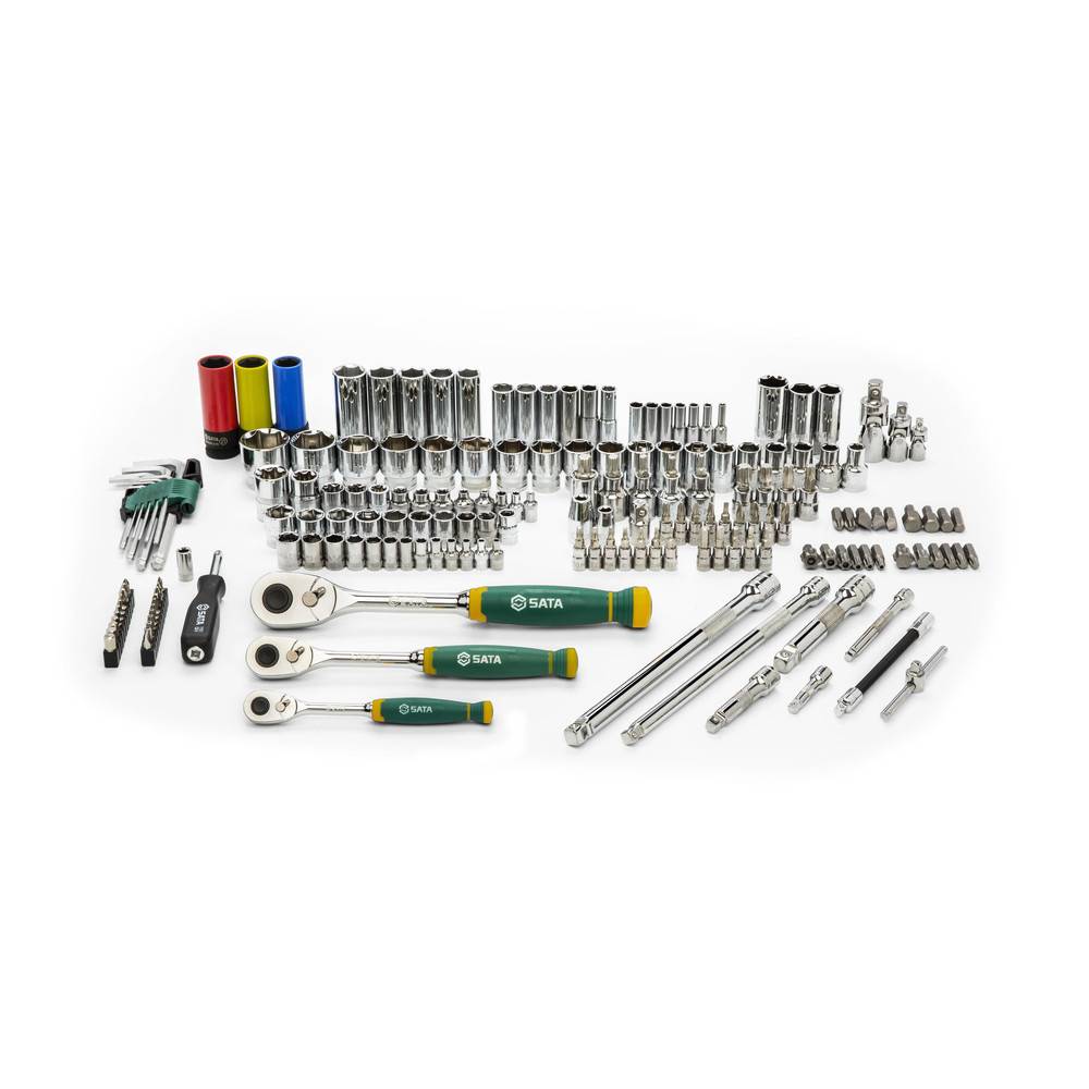 SATA 180 Tlg. 1/4", 3/8" & 1/2" 6-Kant Steckschlüssel & Ratschenset