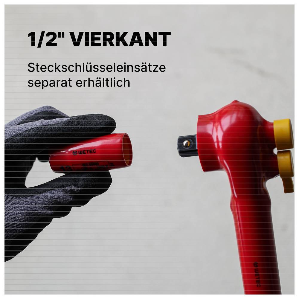 WETEC Drehmomentschlüssel, 1/2", 1.000 V, Drehmoment 5-50 Nm, 370 mm