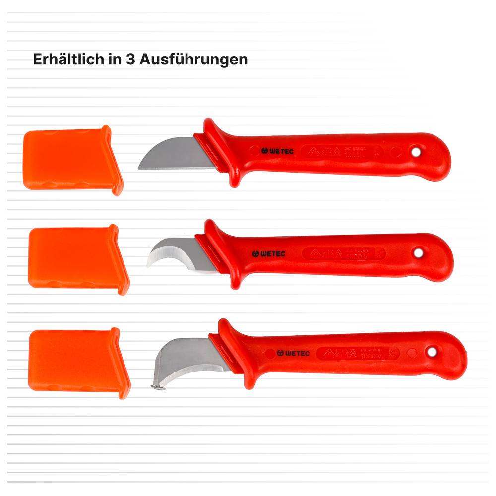 WETEC Kabelmesser, gerade Klinge, mit Kappe, VDE