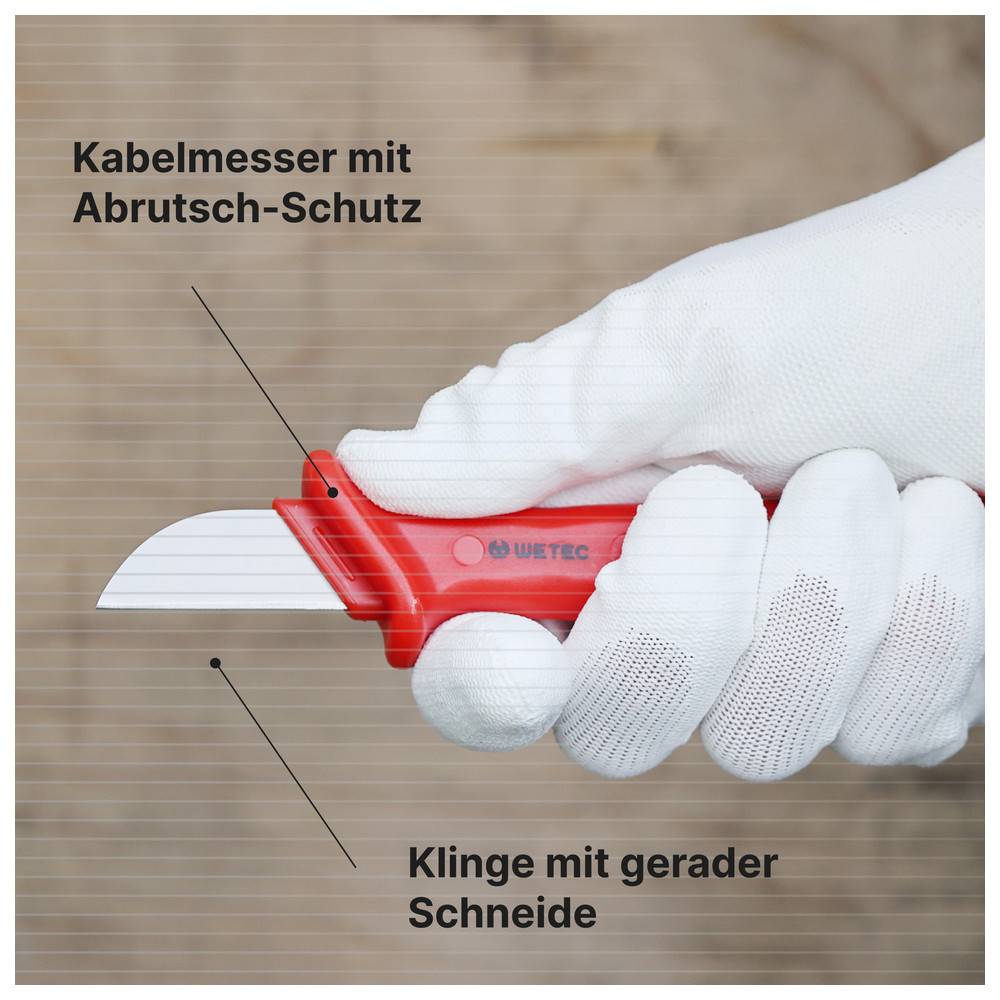 WETEC Kabelmesser, gerade Klinge, mit Kappe, VDE