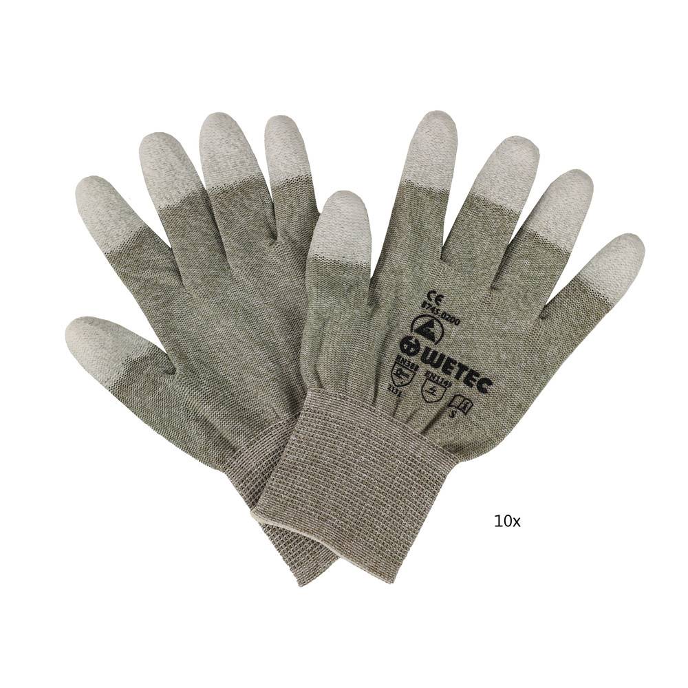 WETEC Handschuhe, PU-beschichtete Fingerkuppen, ESD, M, Kupferfaden