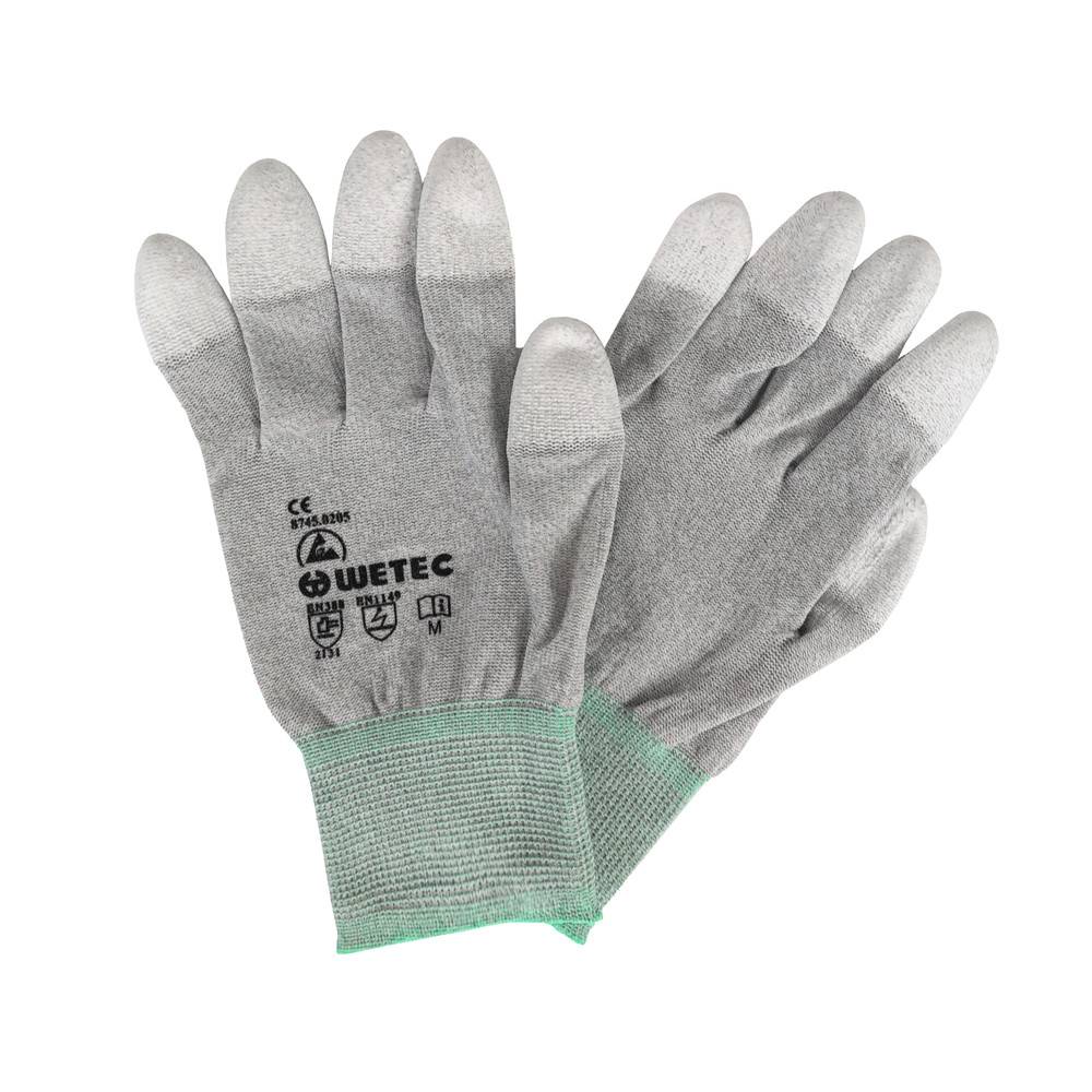 WETEC ESD-Handschuhe, PU-beschichtete Fingerkuppen, 2XL, Carbonfaden