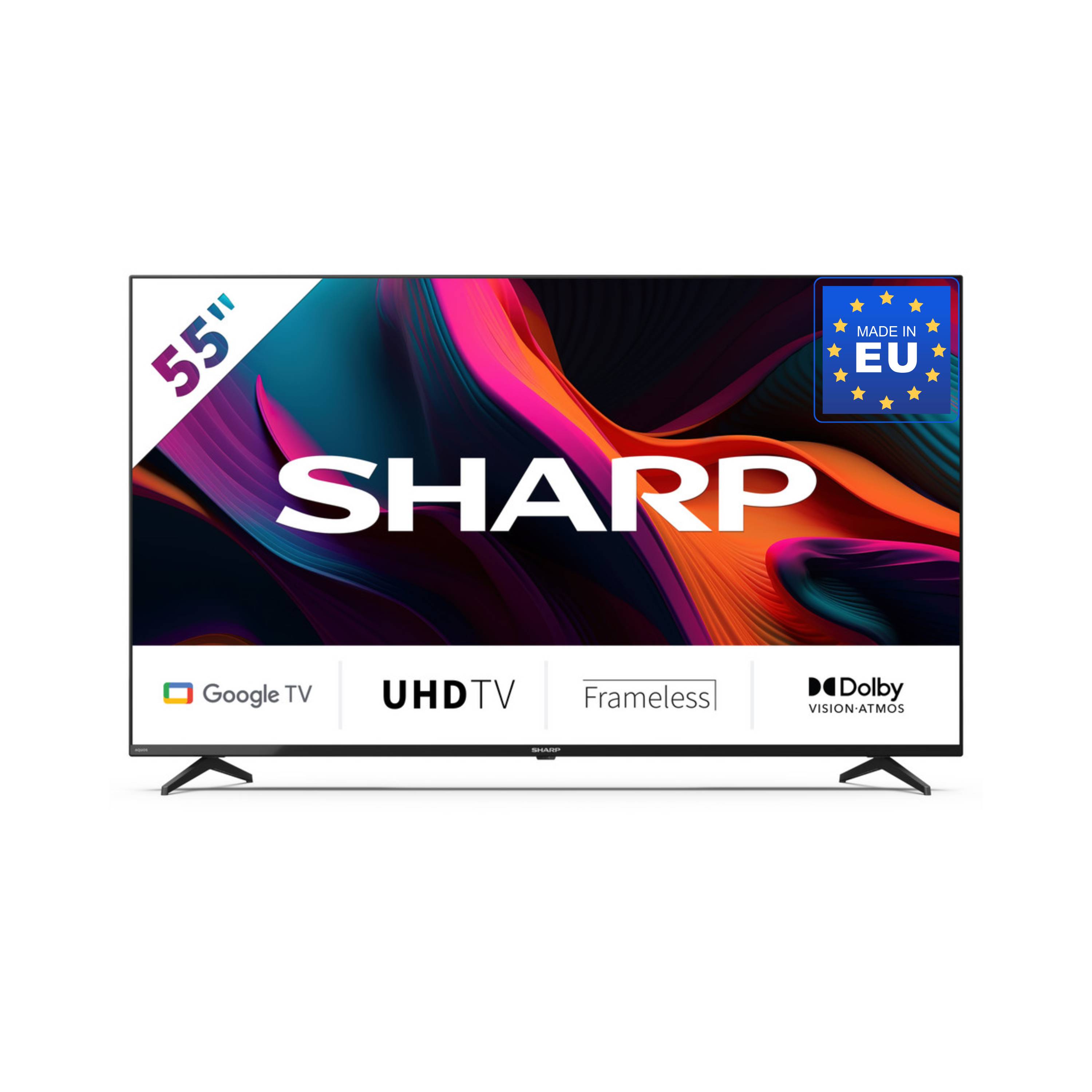 SHARP 55GL4260E – 55 Zoll Fernseher 4K Ultra HD Google TV – Rahmenloses Design, Dolby Vision, Dolby Atmos, Smooth Motion
