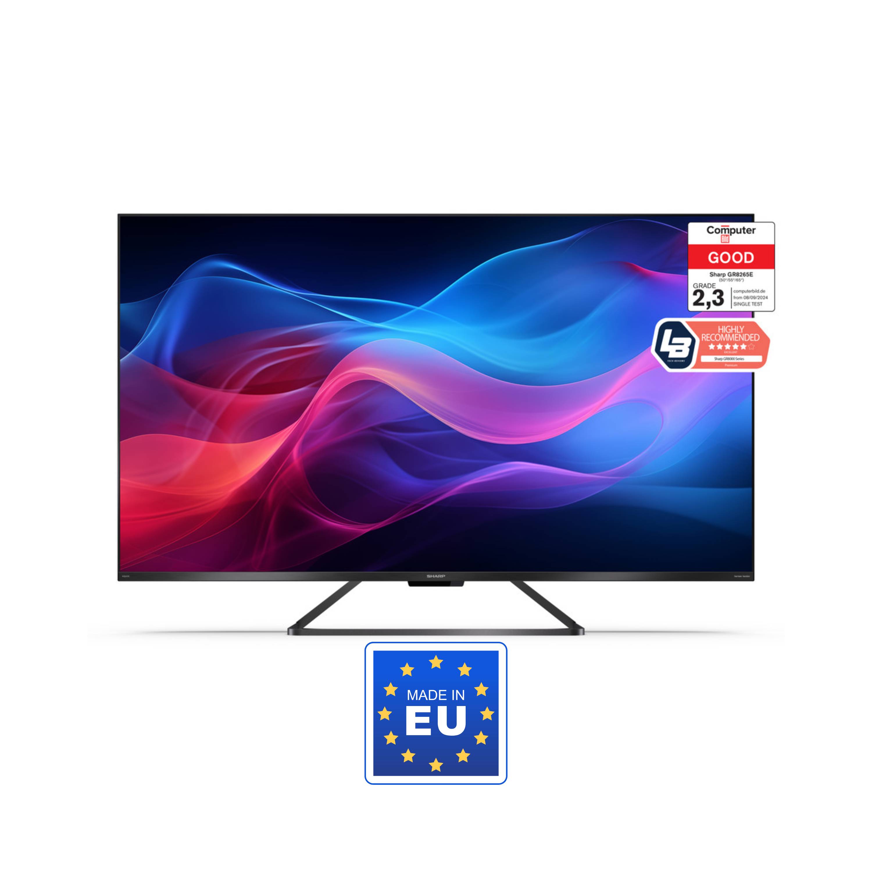 SHARP 50GR8265E – 50 Zoll Fernseher 4K UHD QLED Google TV – 144Hz, Dolby Vision IQ, Dolby Atmos, HDMI eARC, VRR & ALLM