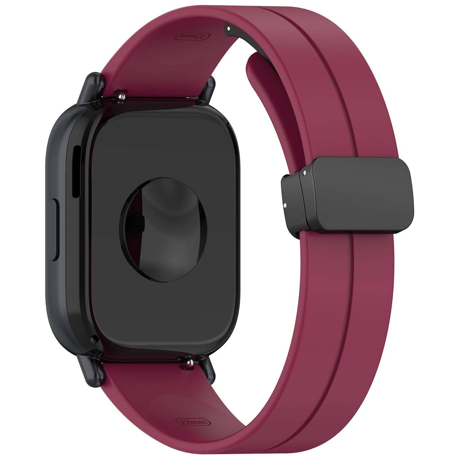 Für Xiaomi Redmi Watch 5 Active Silikon Armband mit Magnetischer Faltschließe Weinrot
