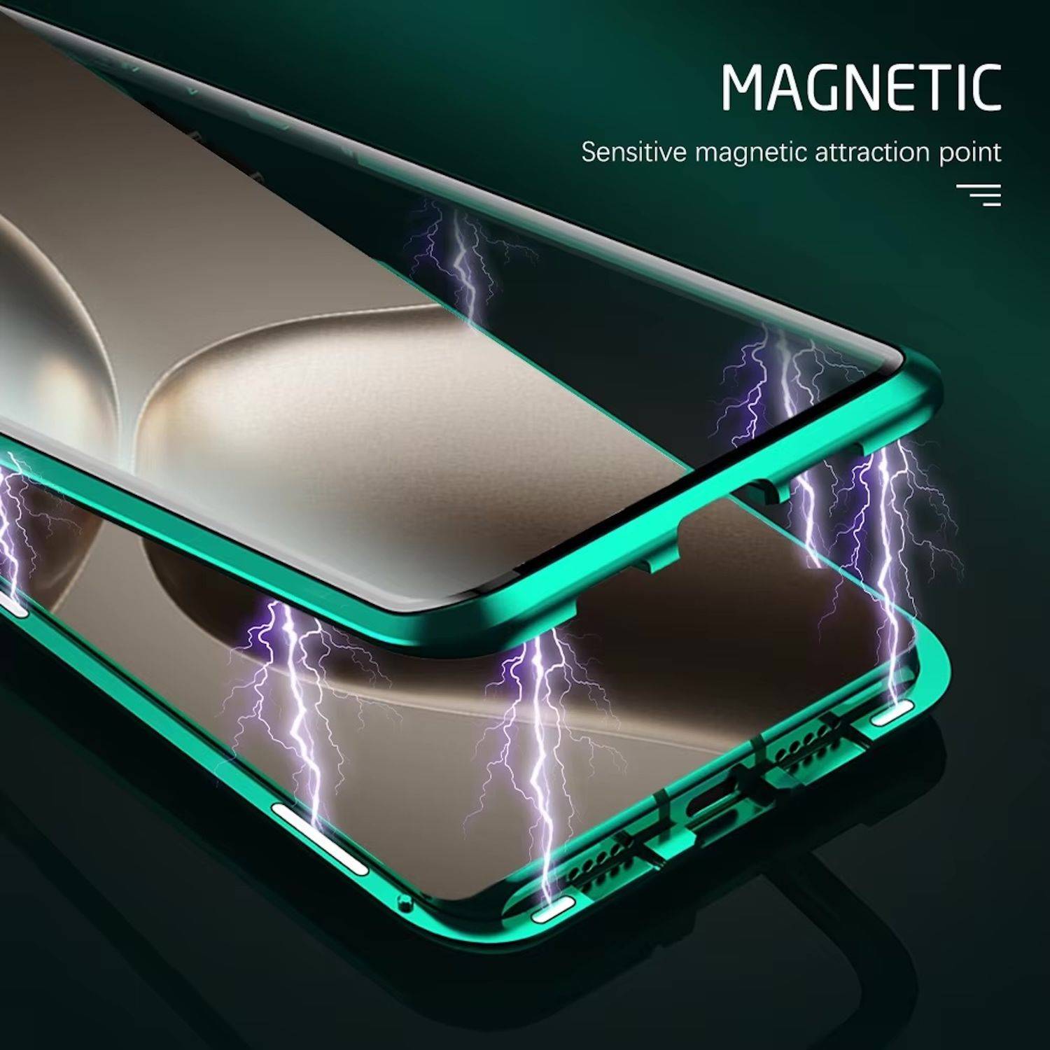 Für Xiaomi 14T Pro Handy Tasche 360 Magnet Glas Bumper Metall Hülle Etuis Case Cover