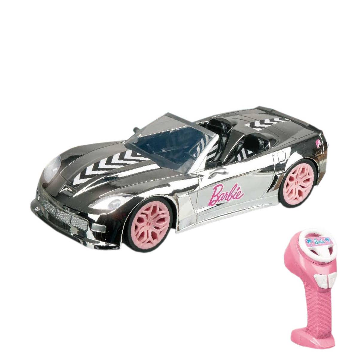 Happy People 63619 - Ferngesteuertes Auto - Barbie Dream Car (silber, 40cm) mit Licht, kompatibel mit Barbie