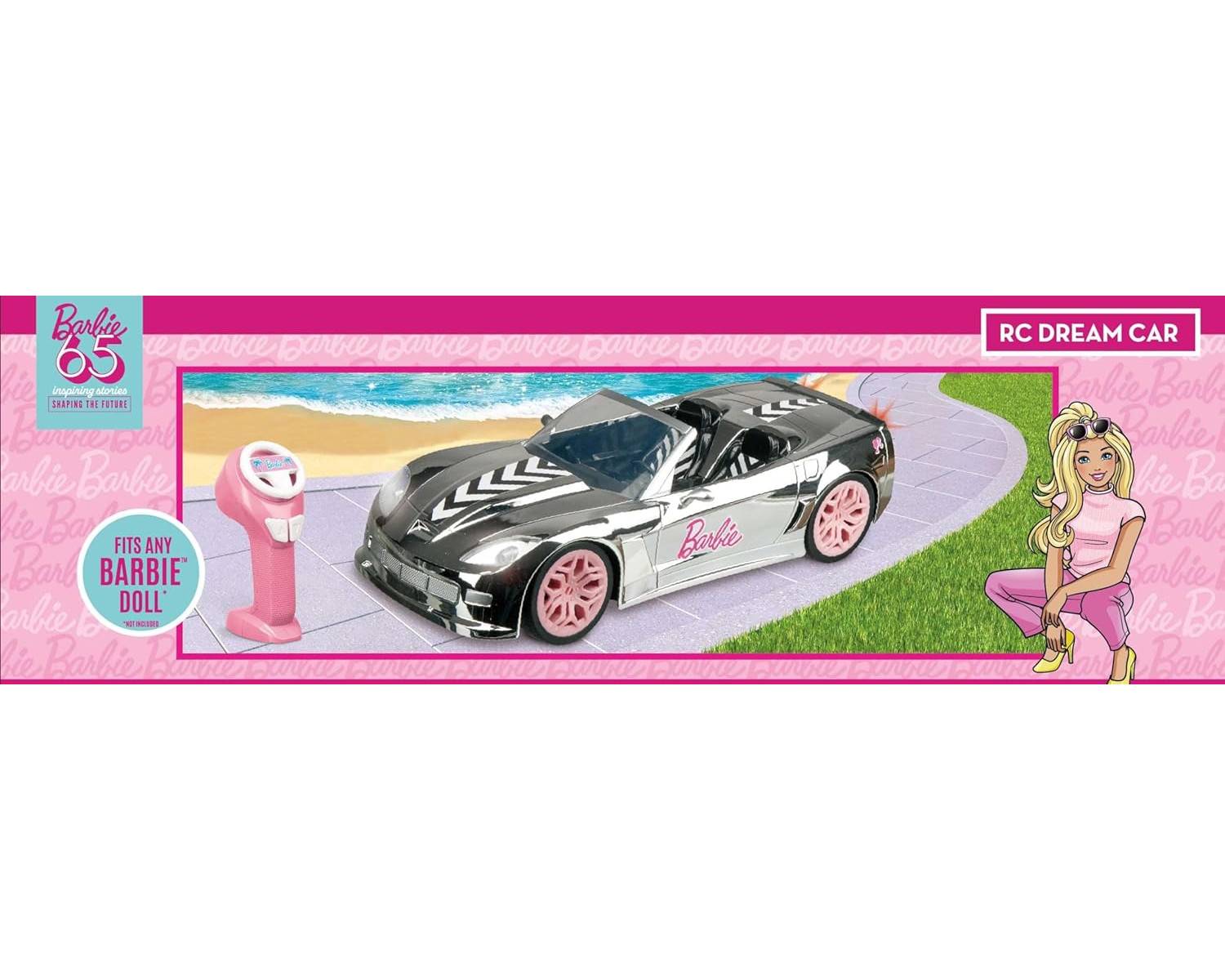 Happy People 63619 - Ferngesteuertes Auto - Barbie Dream Car (silber, 40cm) mit Licht, kompatibel mit Barbie