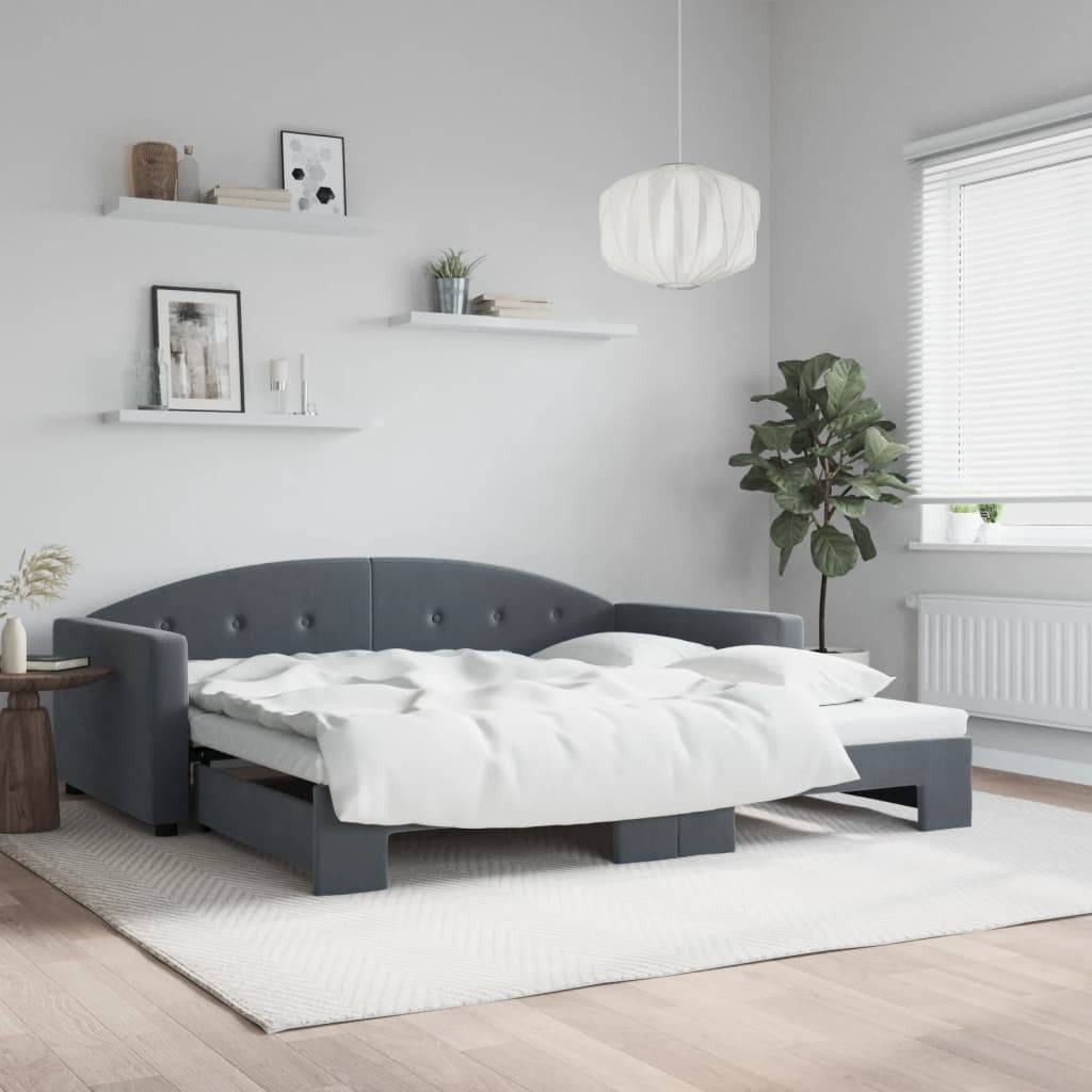 vidaXL Tagesbett Ausziehbar Dunkelgrau 100x200 cm Samt