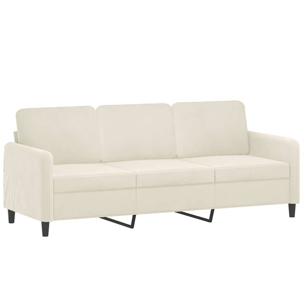 vidaXL 3-tlg. Sofagarnitur mit Kissen Creme Samt