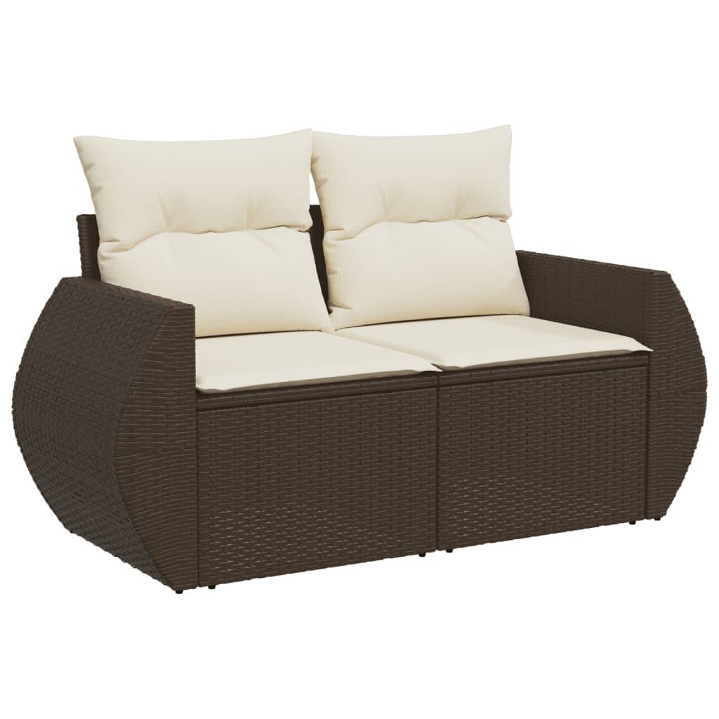 vidaXL 10-tlg. Garten-Sofagarnitur mit Kissen Braun Poly Rattan