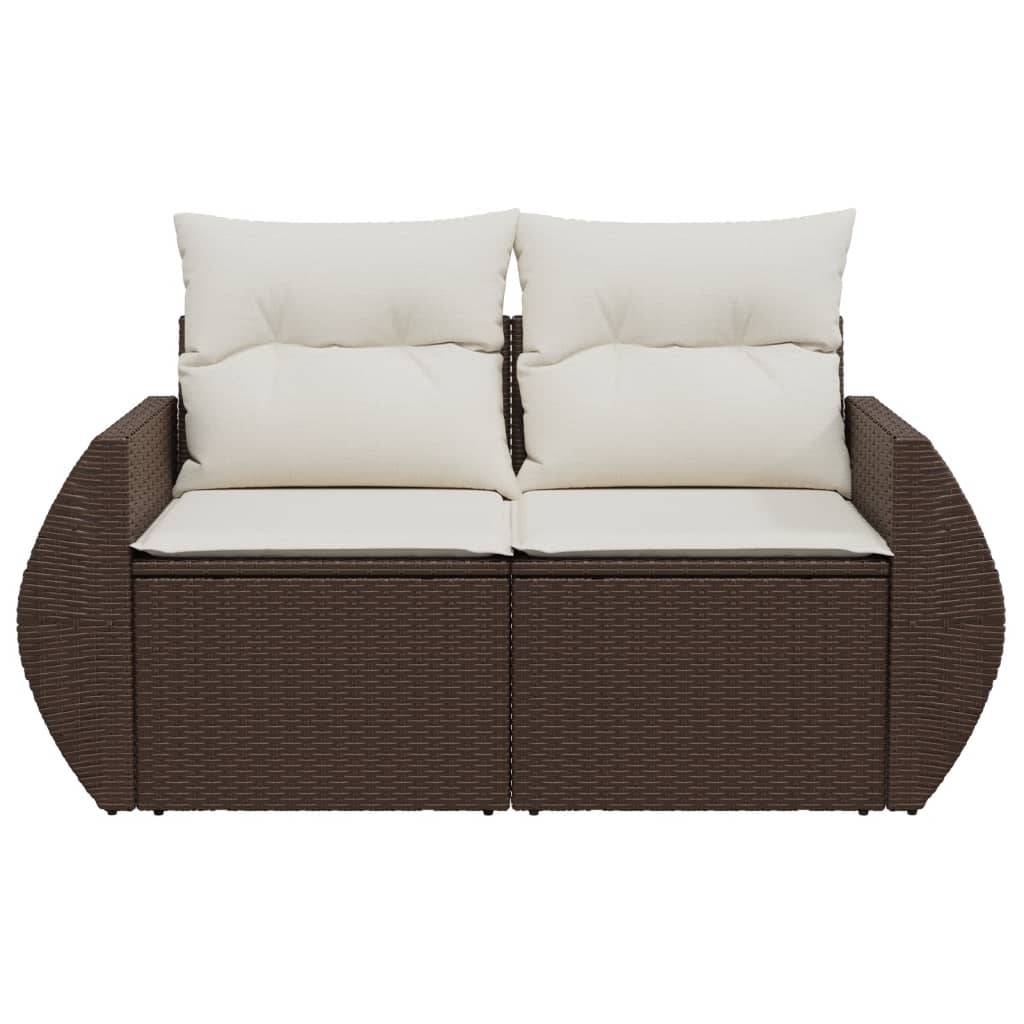 vidaXL Gartensofa mit Kissen 2-Sitzer Braun Poly Rattan