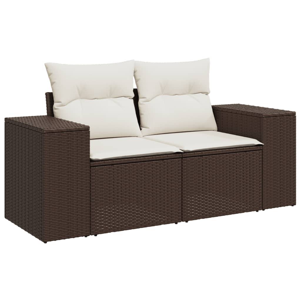 vidaXL 4-tlg. Garten-Sofagarnitur mit Kissen Braun Poly Rattan