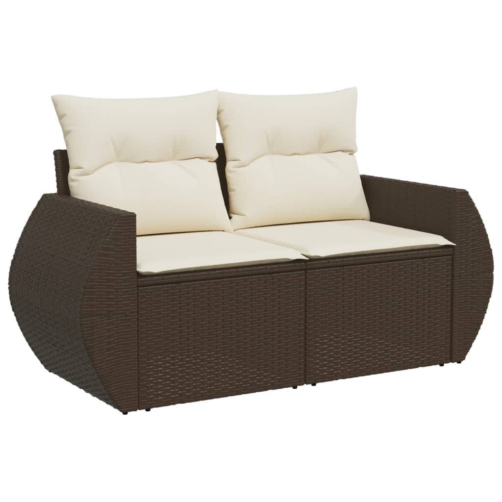 vidaXL 7-tlg. Garten-Sofagarnitur mit Kissen Braun Poly Rattan